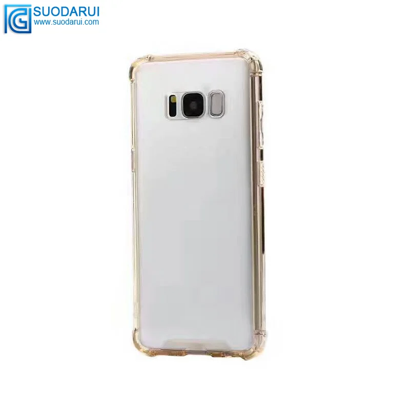 Not Turn yellow! Shockproof angle TPU + Acrylic hybrid Transparent case for Samsung Galaxy S8 / S8 Plus Black Cover