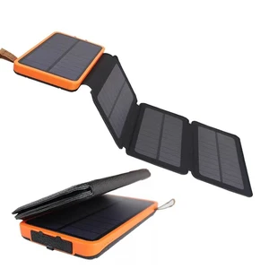 Portable Polymer Battery 4 solar panels waterproof foldable 10000mah solar power bank