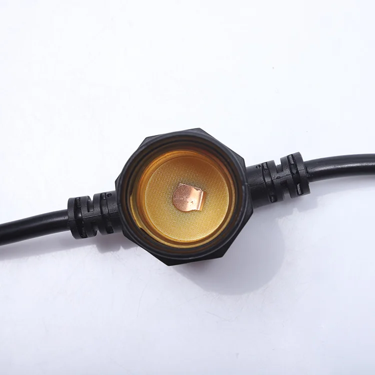 Ce/rohs Outdoor Ip44 Shopping Mall Copper Socket Lights Black Round Light String 220v E27 Belt Cable Commercial Lighting