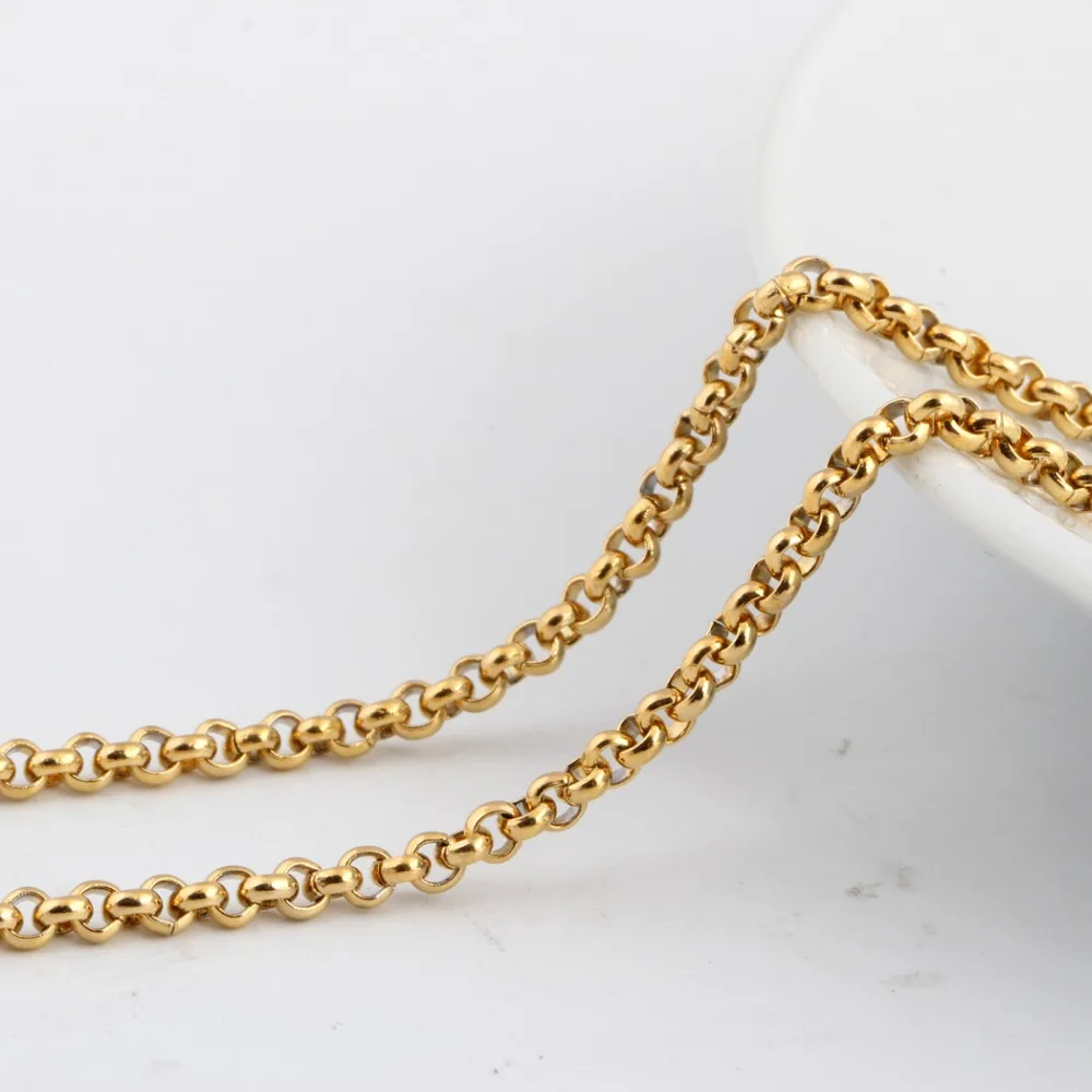 

Fashion Jewelry Stainless Steel 18K Gold Plated Chain Necklace Mens Womens Rolo Chain 18-36 Inches