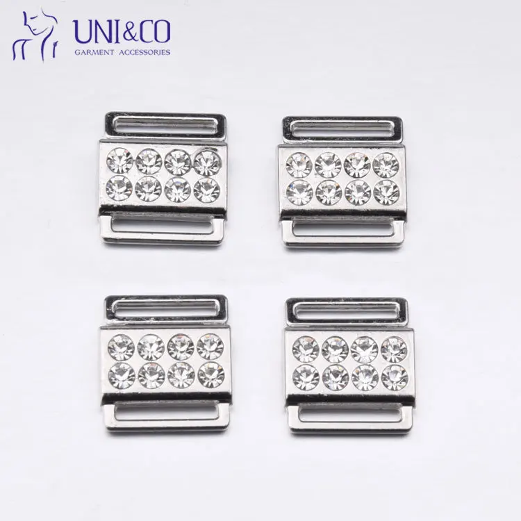 

Swimwear front closure clasp rhinestone metal swimwear bra fasteners, Gold/silver/rose gold/gun color