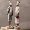 customized abstract lovers rabbit resin figure decoration