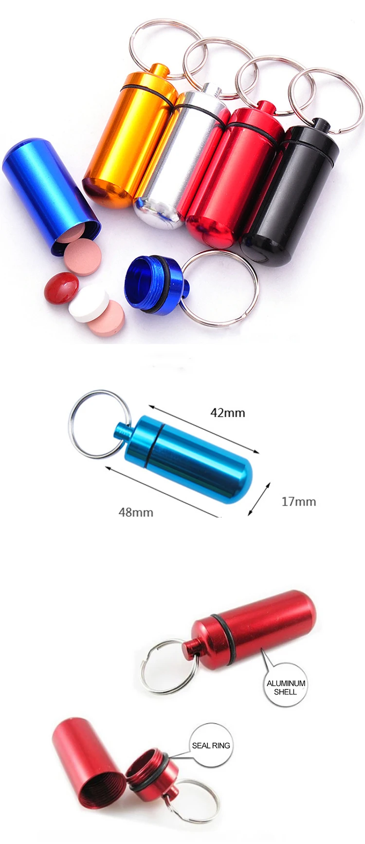 Wholesale Custom Round Medicine Box Colorful Pill Boxes Portable Waterproof Mini Travel Aluminum