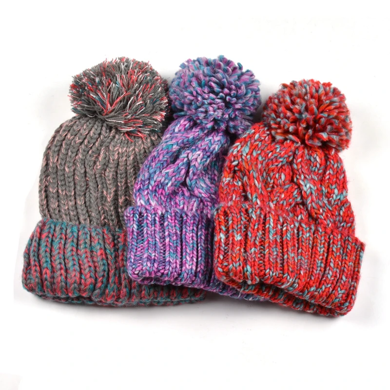 Winter Muti Color Handmade Crochet Hat Knitted Hat Beanie Hat For Sale