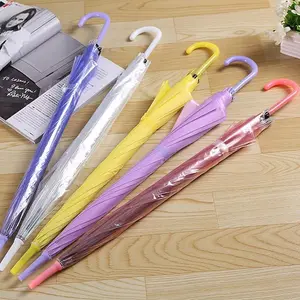 Image of wholesale custom logo outdoor 3fold plastic transparent umbrella cheapest high quality clear kids umbrella with printing