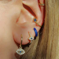 

18K Gold Plated Tiny Cz Huggies Hoops Earrings Eye hoop earrings 925 Sterlings Silver Dainty Jewelry