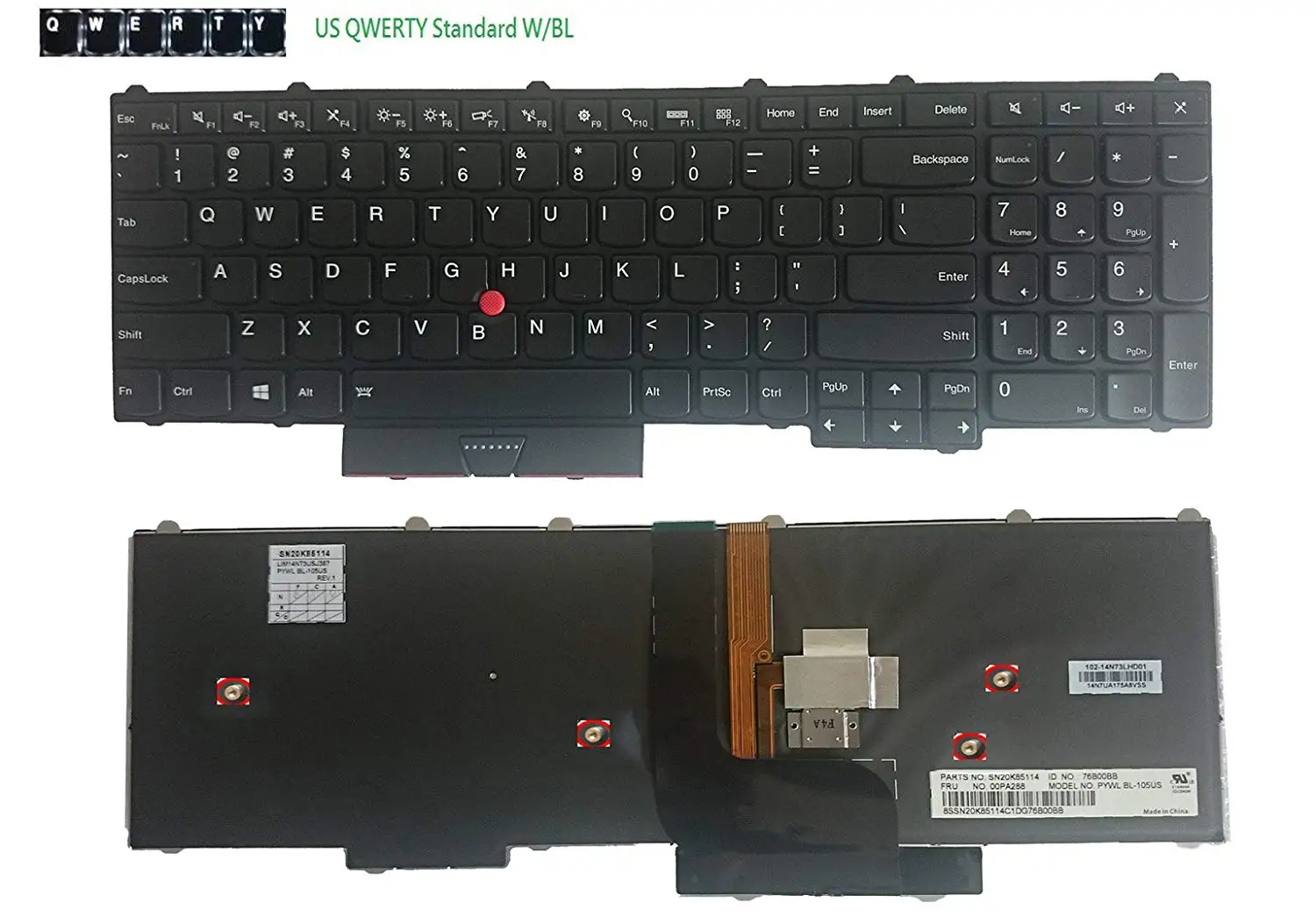 Keyboard For IBM T530i T430 T430i X230i W530 04X1353 0C02034