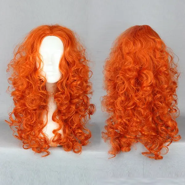 Mcoser Movie Brave Princess Merida Cosplay Costumes Mei Lida Long Curly Synthetic Wigs Hair