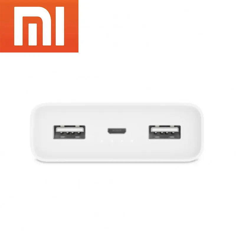 Global Xiaomi Power Bank 20000mAh 2C Portable Charger Dual USB Mi External Battery Bank 20000 for Mobile Phones and Tablets