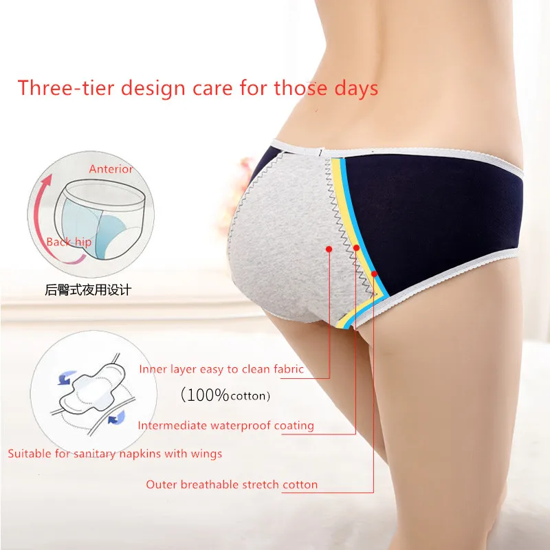 Menstrual Leak Proof Organic Cotton Protective Girls Hipster Underwear Physiological Women 