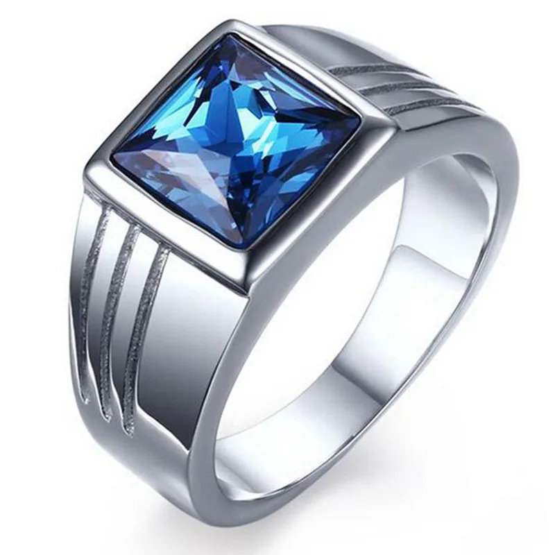 wholesale fashion 925 Sterling Silver Sapphire Crystal diamond Ring men wedding engagement ring