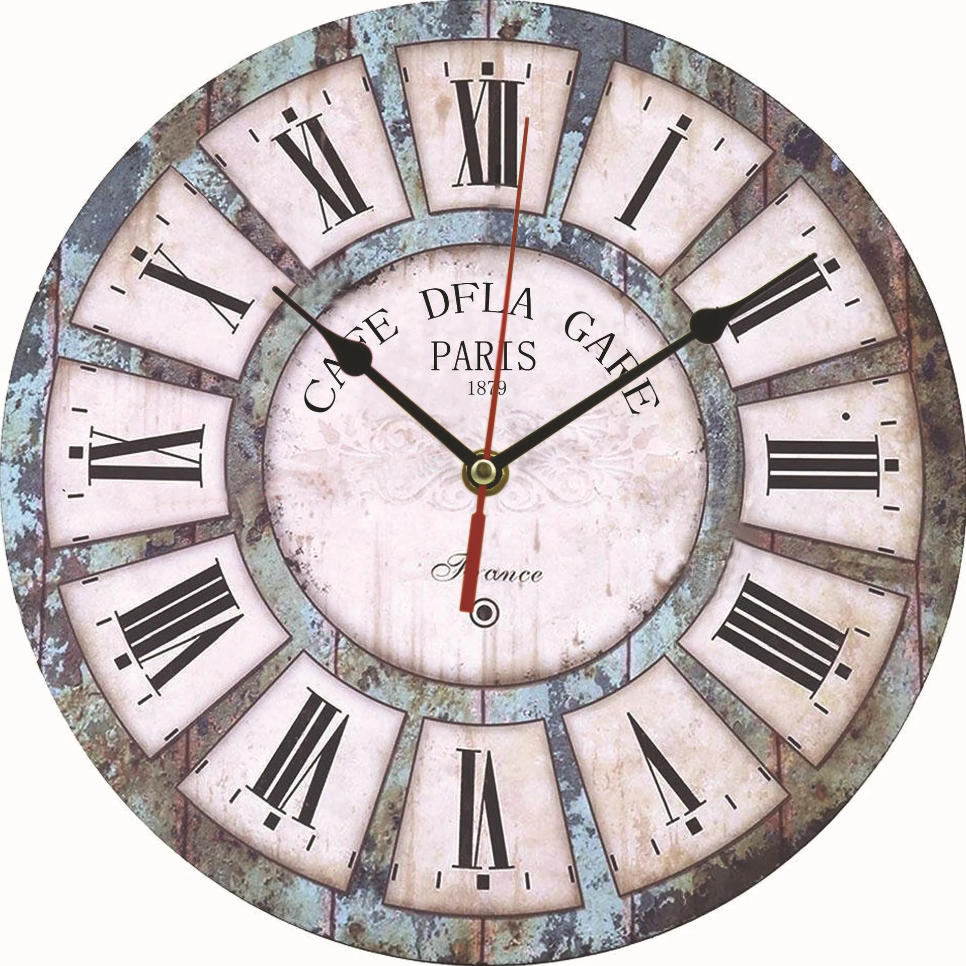 

12" MDF density board hanging clock quiet quartz clock living room retro wall clock