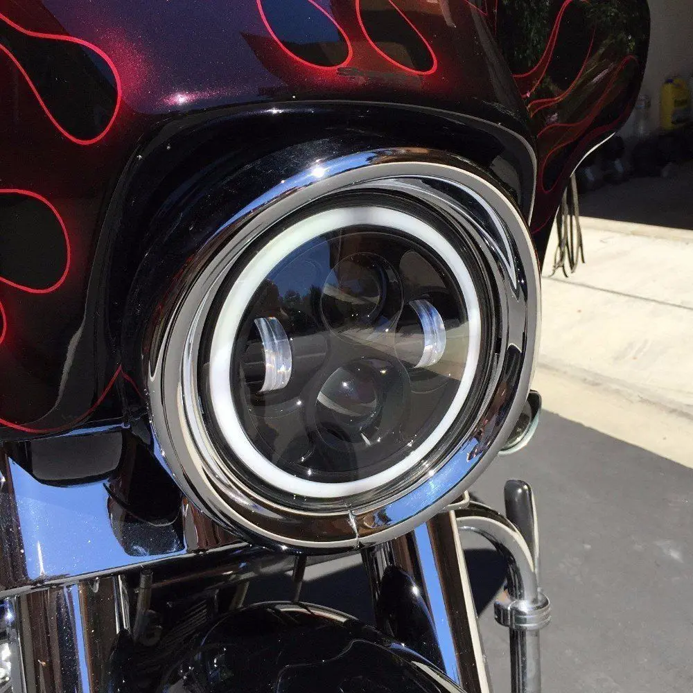 High Quality 7 Inch Motorcycle Projector Led Headlight With Angle Eyes