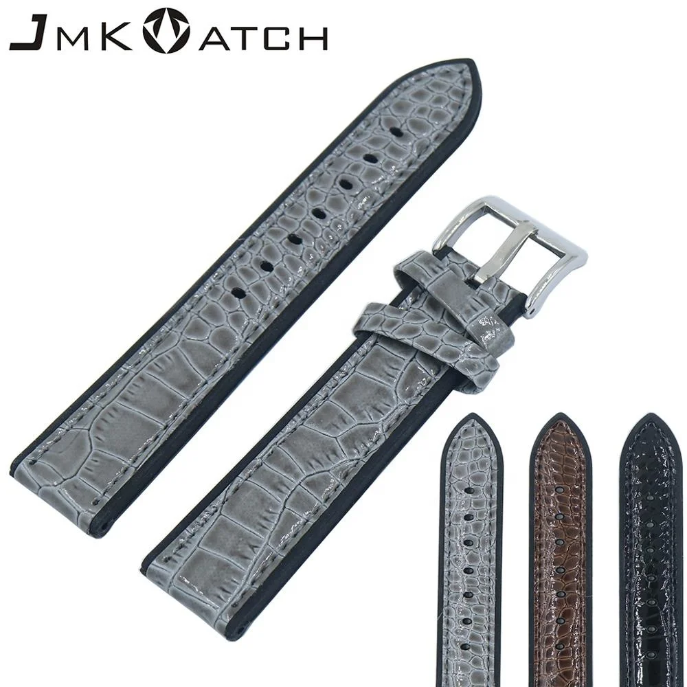 

silicone rubber watch band genuine leather rubber watch strap 20-22mm, Grey brown black