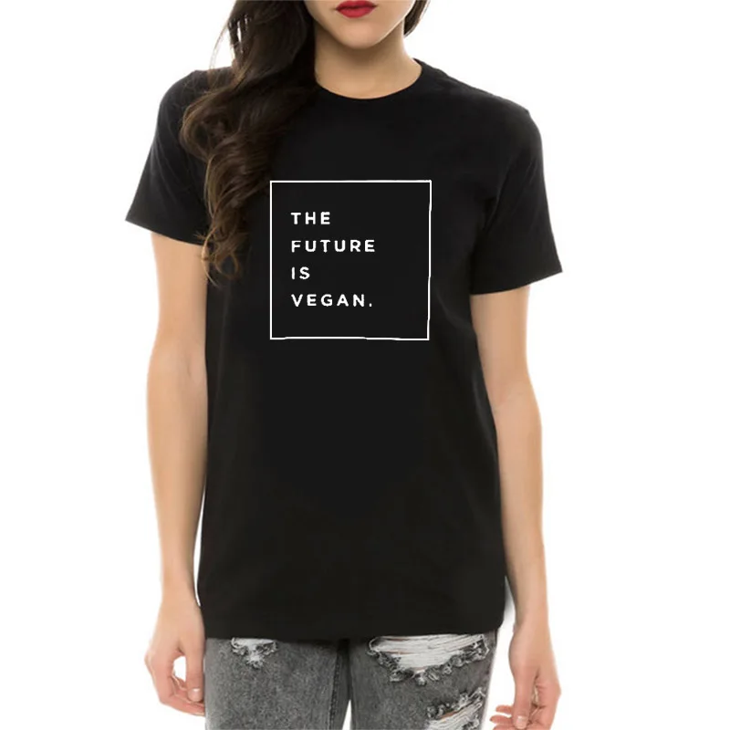 The Future Is Vegan T Shirt Women Short Sleeve Fashion Loose Fit Women Tshirt Cotton Streetwear Tee Shirt Harauku Clothes
