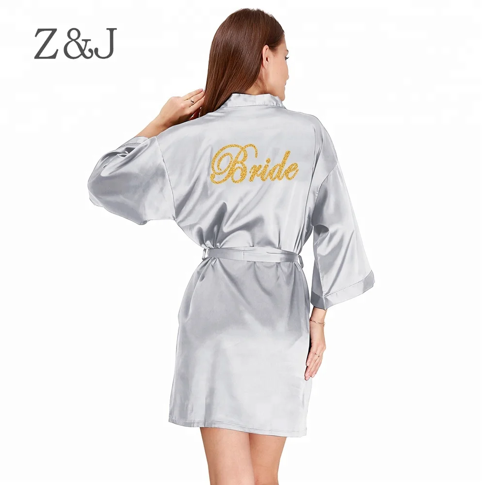 

RTS Wholesale Silk Satin Kimono Wedding Robes Personalized DIY Name & Date Wedding Gifts Gold Glitter Letters Women Robe