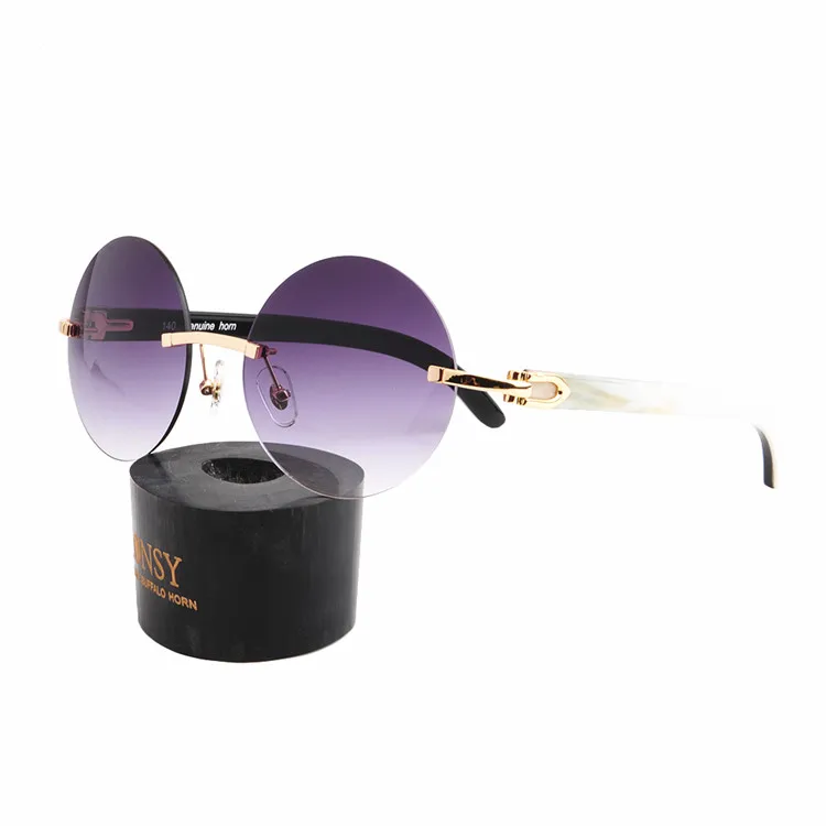 round shape lenses high quality UV400 cat3 buffalo horn sunglasses