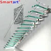 2018 NEW design modern glass floating stairs /glass floating staircase / build wood floating staircase