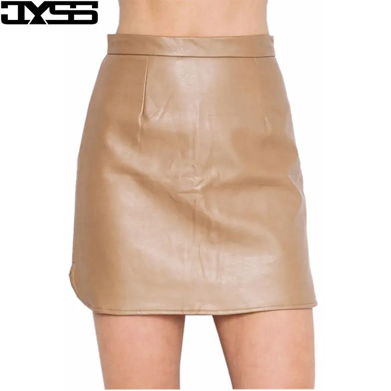 

Autumn multicolor sexy OL package hip black PU leather skirts women 80787#, Black/pink/khaki