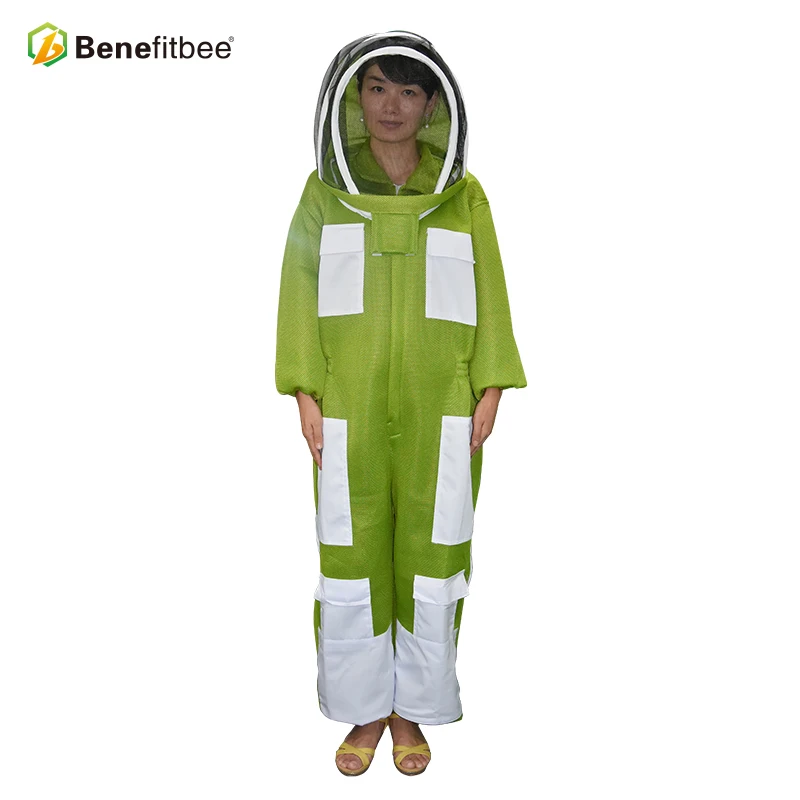 Beekeeping Tool 3 Layer Mesh & Cotton Body Beekeeping Suit Green White ...