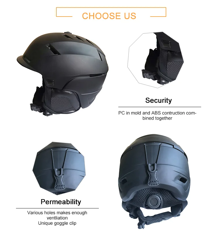 Long Fleece Mesh Lining New Development Safety Helmet For Skiing