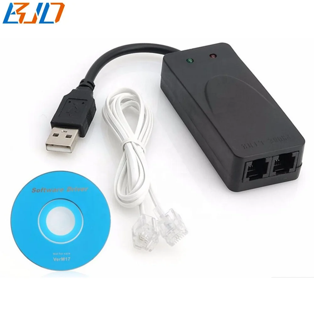 

USB 56K External Dual RJ11 Port Dial Up Voice Data Fax Modem V.92/V.90 for Windows 10 Linux