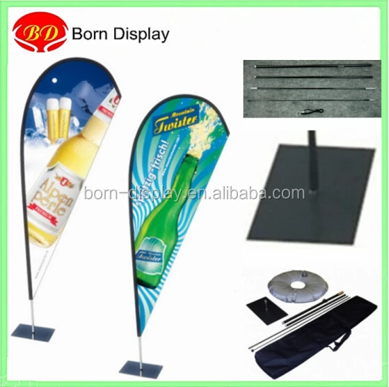 Feather Teardrop Flag Pole Outdoor Flying Banner Stand With