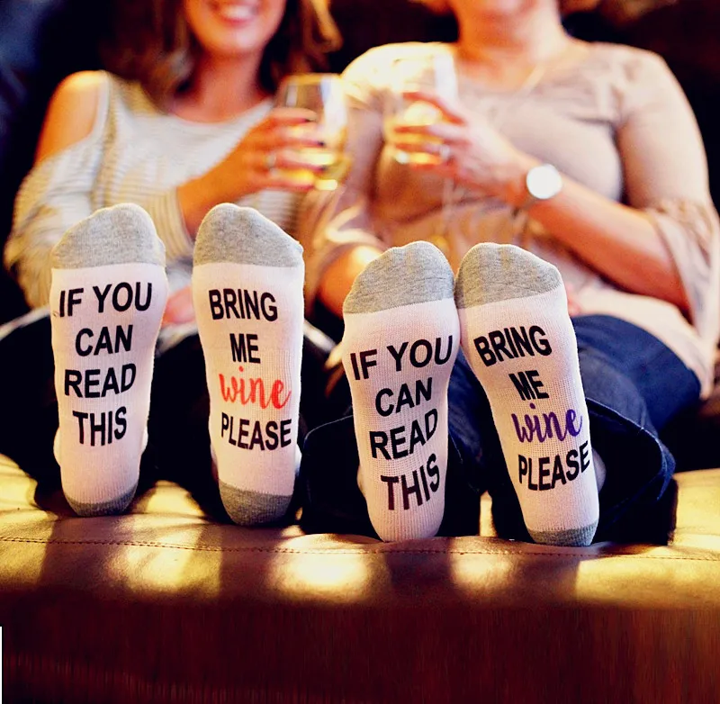 

QUICK ORDER If You Read This Bring Me Wine Socks / Funny Socks with Text Letter