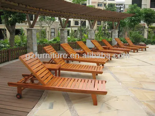 Outdoor Beach Wooden Chair Sun Lounger Bed Wooden Chair Sun Lounger Outdoor Bed