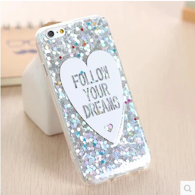 

2020 Bling Glitter Follow Your Dream Case Cover For Apple iPhone 11 6S Case Silicone 6 plus 7 8 X xs Heart TPU Soft Case