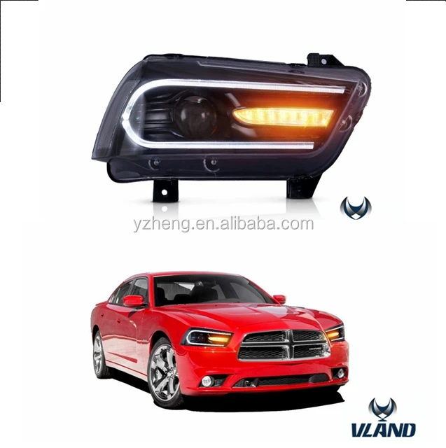 VLAND Car Lamp Factory LED Head Lamp For Dodge Charger 2011-2014 LED DRL Sequential Turn Signal Headlight Plug And Play
