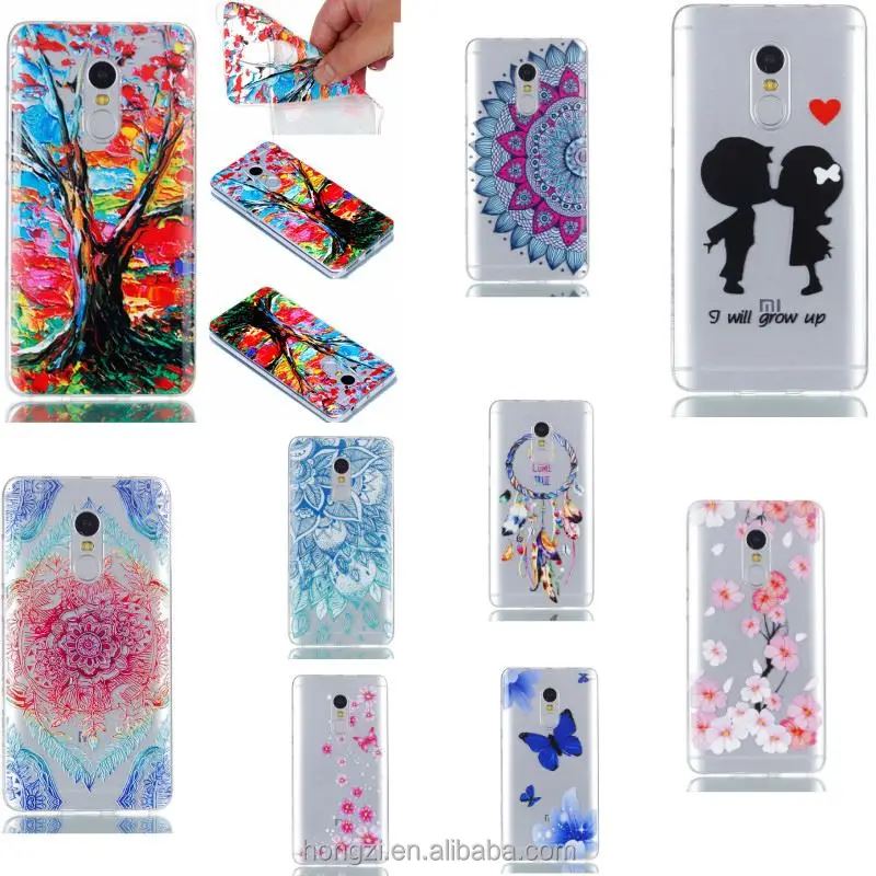 

2017 For Xiaomi Redmi Note4 case 3D Relief painting flowers soft Transparent TPU thin Silicon back case for Note 4 cover