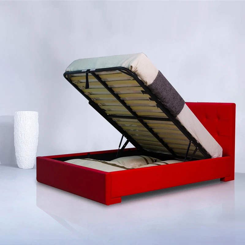 
Modern Style Red PU PVC Lift Storage Bed #1512 