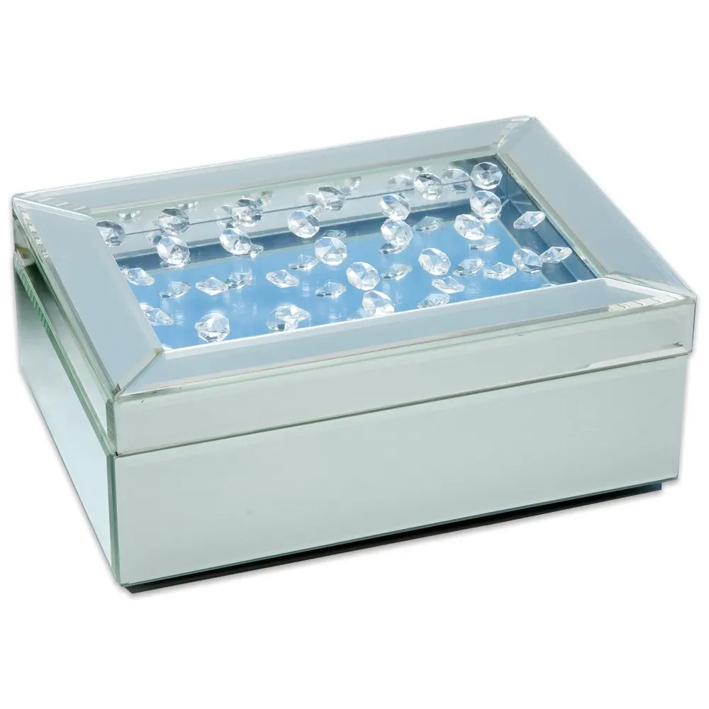 Bits and Pieces - Floating Crystals Jewlery Box - Elegant Mirrored Glass Jewlery Box