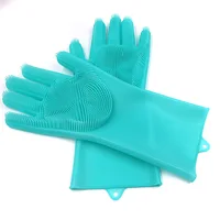 

100% Food Grade Shenzhen Silicone Rubber Heat Resistant Brush Magic Scrubber Washing Cleaning Dishwashing Gloves With Scrubbers