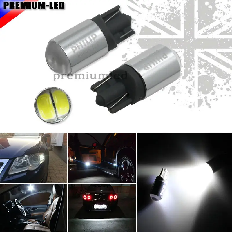 Xenon White T10 168 194 2825 W5W LED Replacement Bulbs For License Plate Lights, Parking Position Lights, Interior Lights