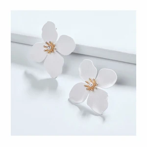 Pastel Spring Alloy Flower Colorful Floral Statement Stud Earrings