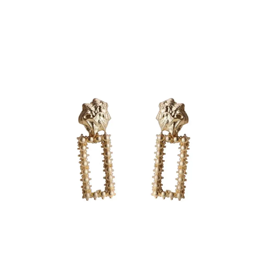 

Juhu 2019 New Selling plated gold Metal Alloy Drop Earrings For Women wholesale rectangle shape Jewelry