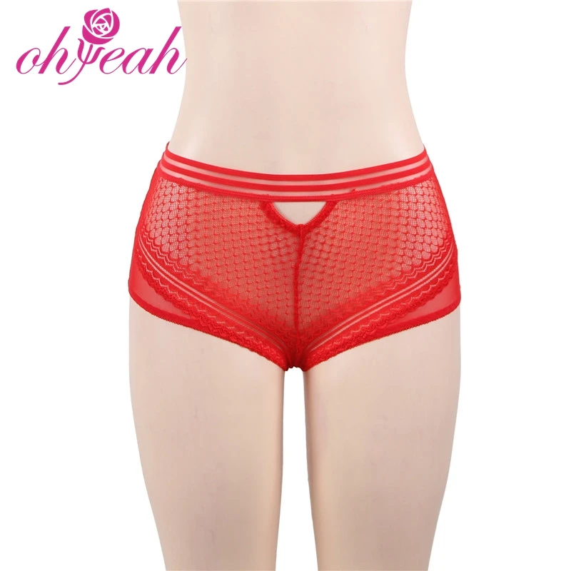 

Wholesale transparent high-rise panty for women fancy panties sexy panty pics, Red