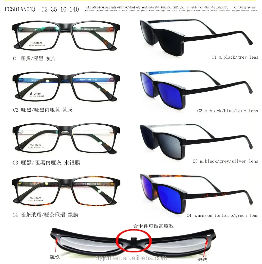 

Hotsale Ultem Materials Clip On Sunglasses Frame, Avalaible