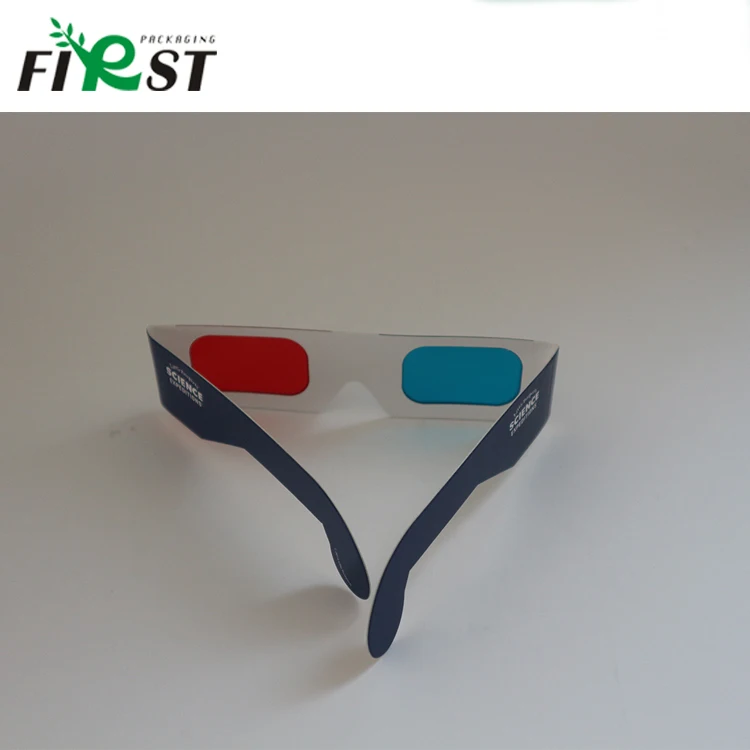 
custom logo red blue 3d paper glasses 