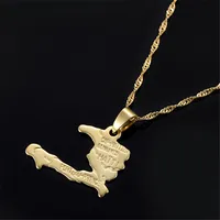 

18k Gold Plated Haiti Map Pendant Necklace for Men Women Wholesale