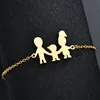 Fashion Stainless Steel Figure Family Mom Dad Girl Boy Women Charm Adjustable Gold Bracelets Kids Gift