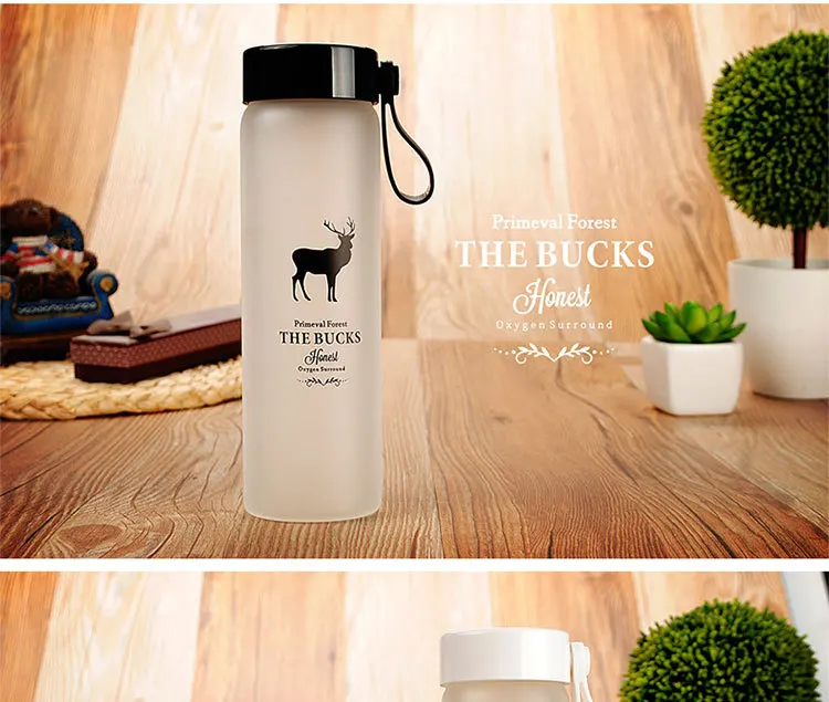 New Frosted 380ML Glass Drinking Bottle, Glass Water Bottle With Silicone Sleeve