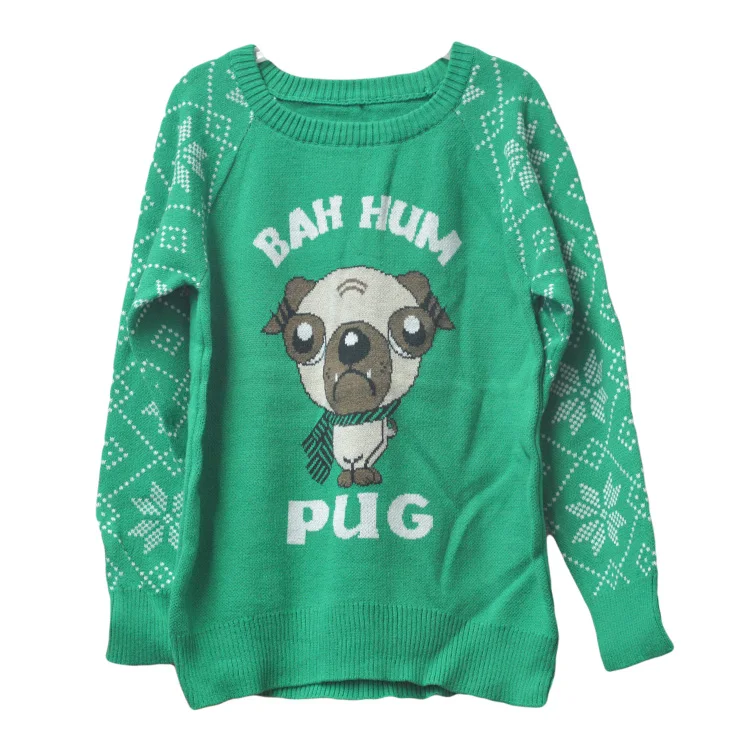 

Children sweater 2018 christmas dog snowflake, Green