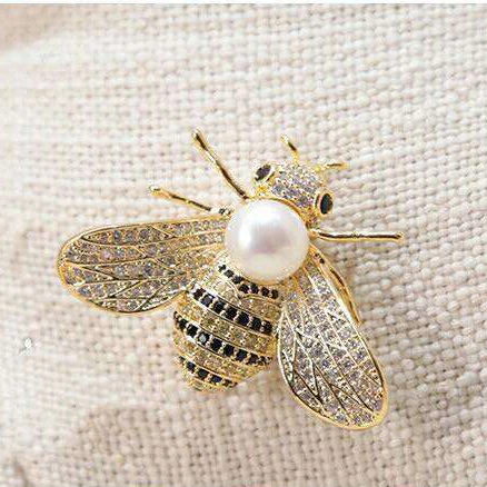 Joacii 2018 High Quality Gift Cute Honey Bee Pearl Brooch for Women