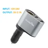 Factory 12v 24v 2 port usb car charger + 2 Cigarette Lighter adapter socket with LED car battery monitor