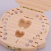Multi language Wooden Baby Tooth Box Organizer Milk Teeth Storage Collect box for baby Teeth Umbilica Save Gifts
