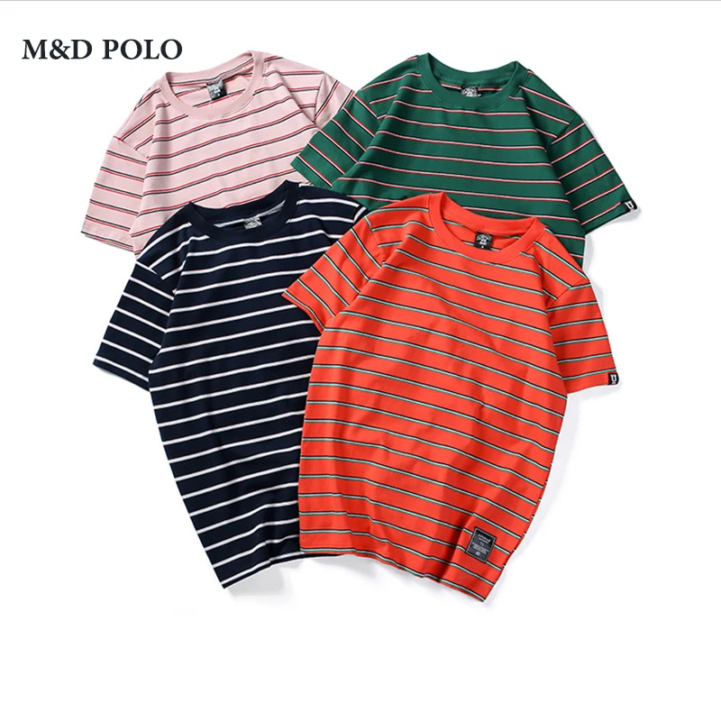 

Wholesale 100% Cotton Custom Promotional Plain Collar Neck Ringspun Short Sleeves Green Stripe t shirt, Green/pink/orange/black