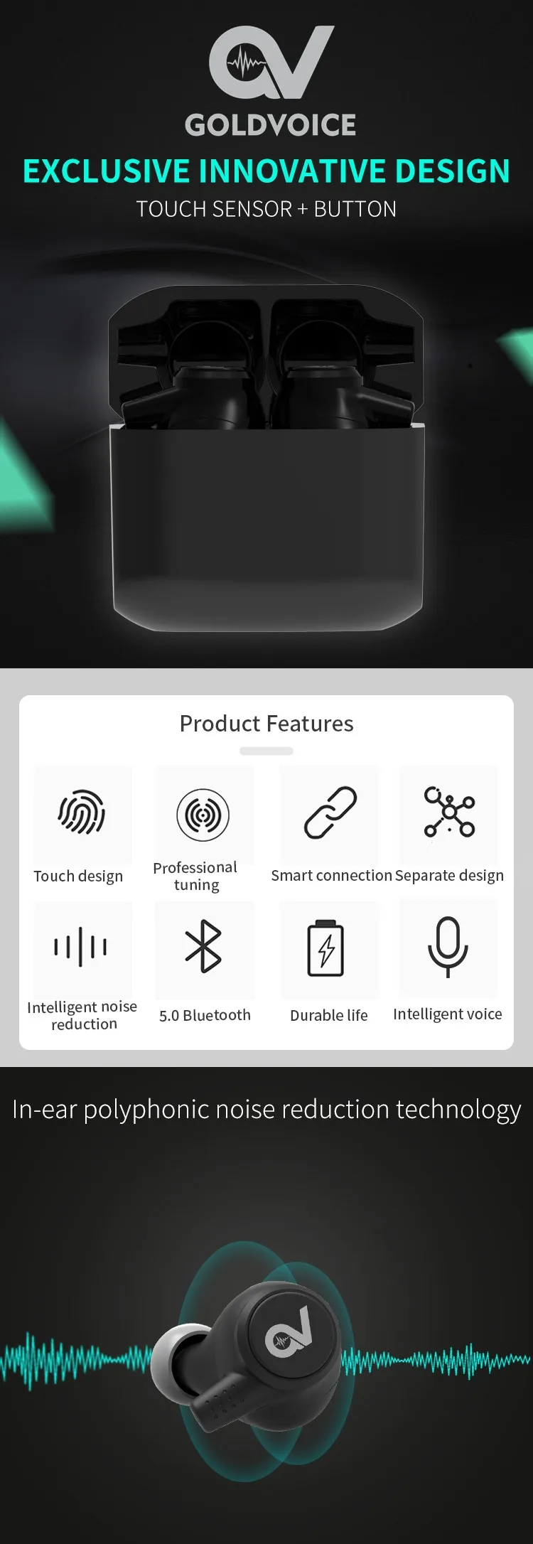 5.0 Bluetooth Stereo TWS Case Earbuds APP Earphones - ANKUX.COM